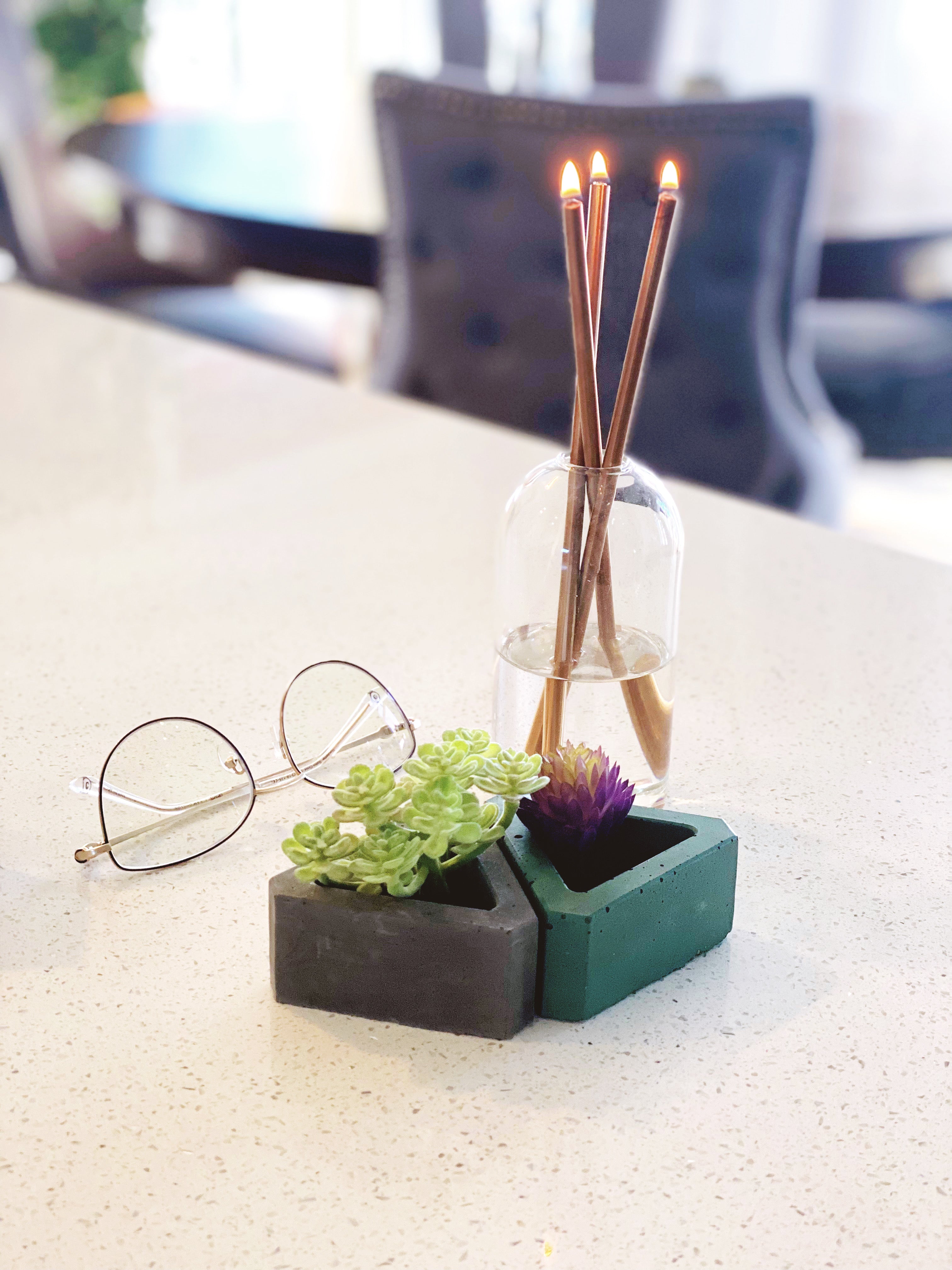 Concrete Triangular Mini Planters and Candle Holders