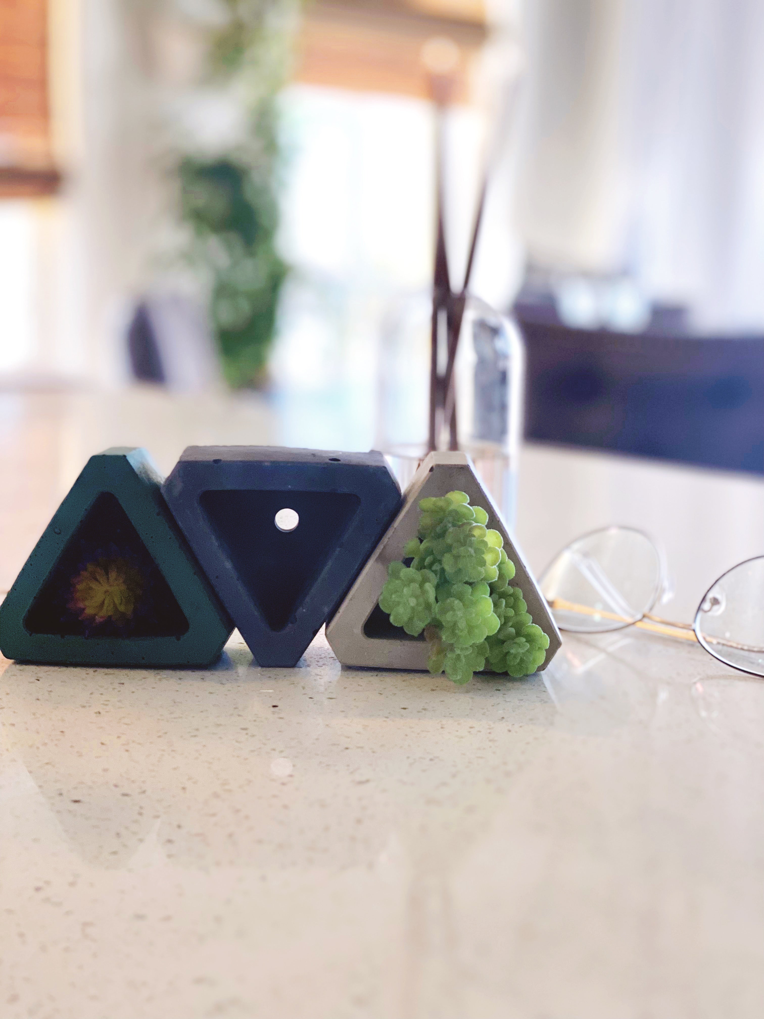 Concrete Triangular Mini Planters and Candle Holders