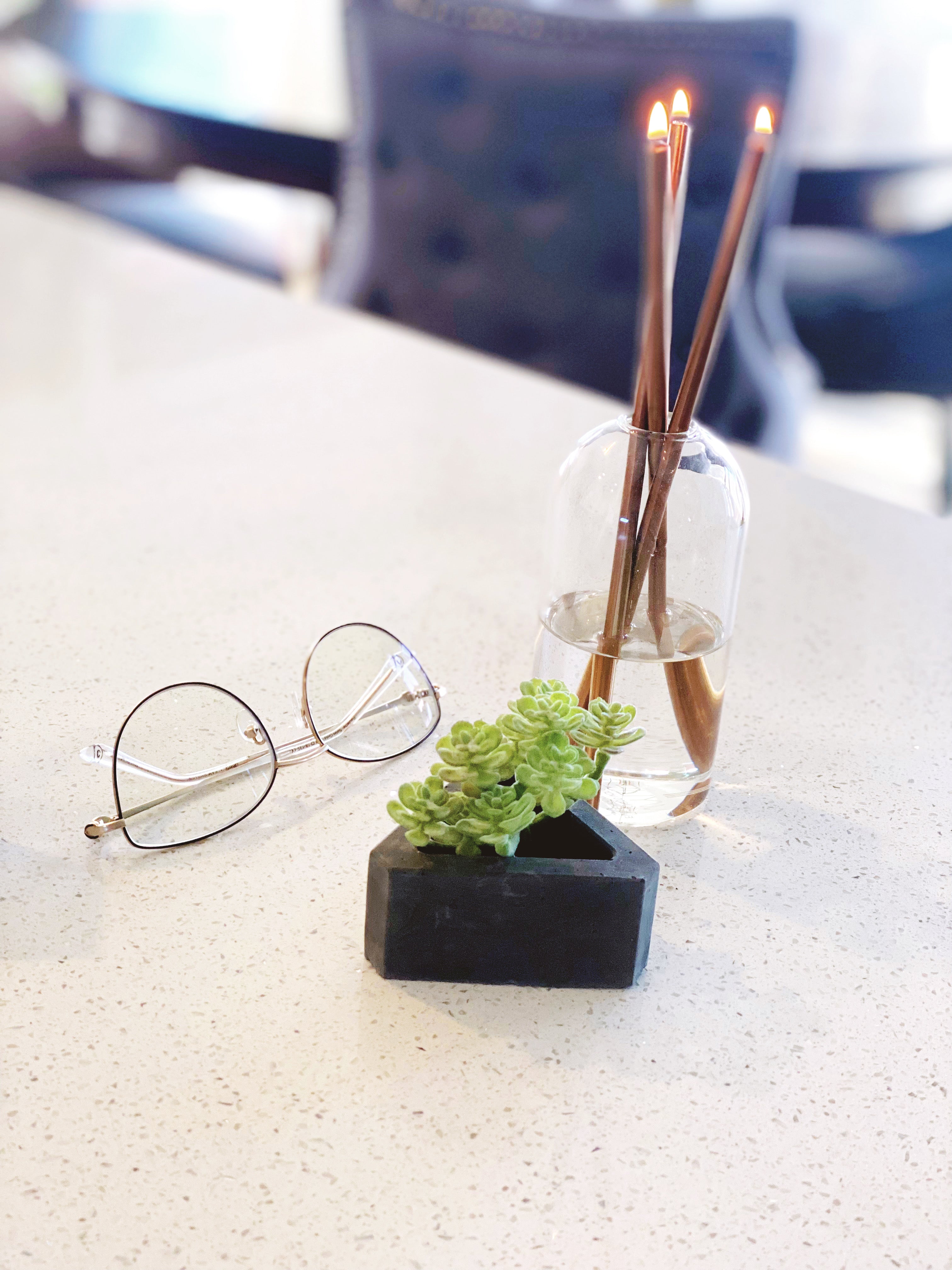 Concrete Triangular Mini Planters and Candle Holders