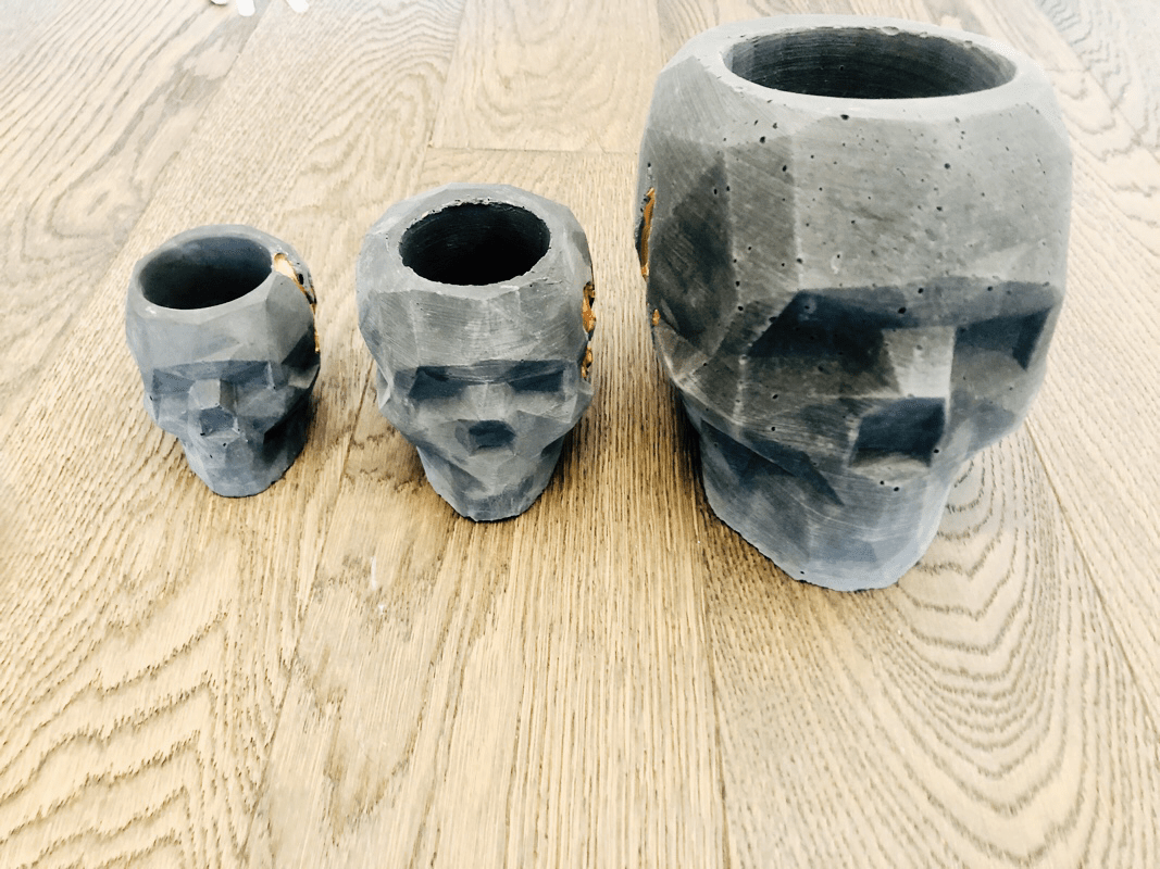 Concrete Skull Planters